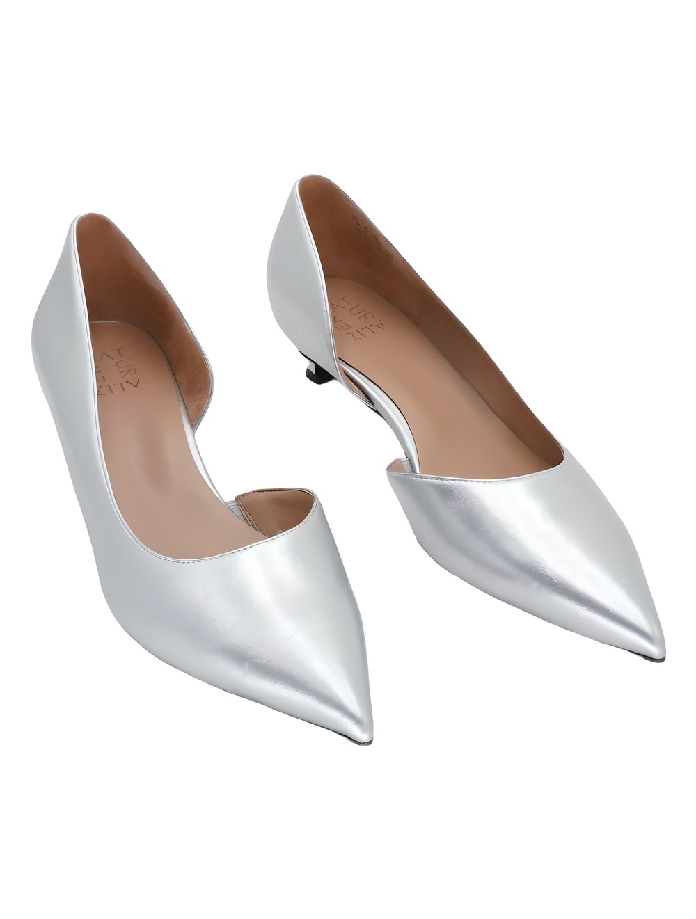 Naturalizer Gallent Silver Faux Leather D'Orsay Pointed Toe Kitten Size 11M